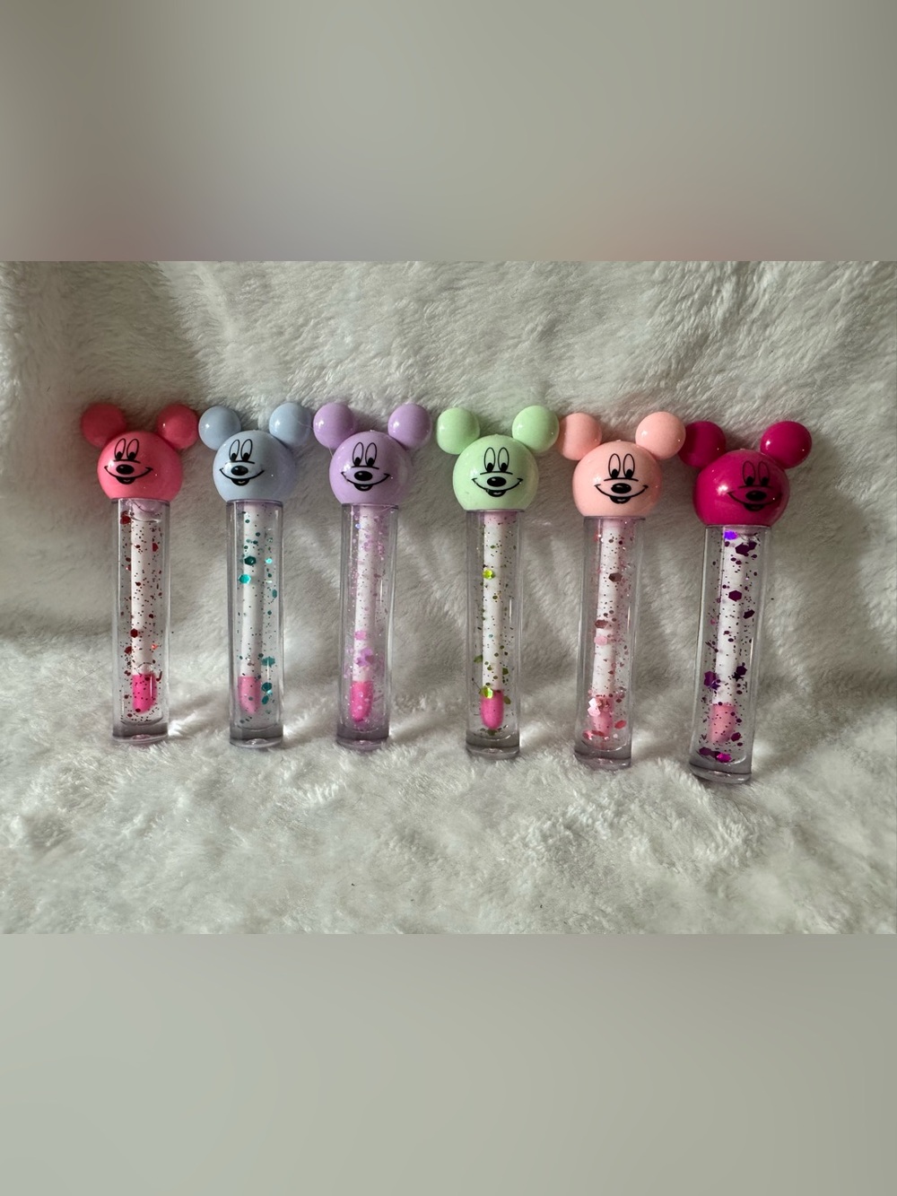 Mickey-Inspired Pastel Lip Gloss Tubes - Set of 6